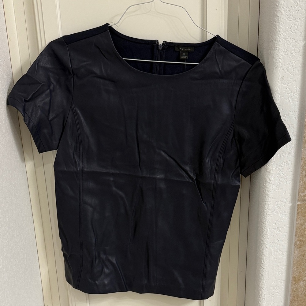 Ann Taylor Faux Leather Blouse